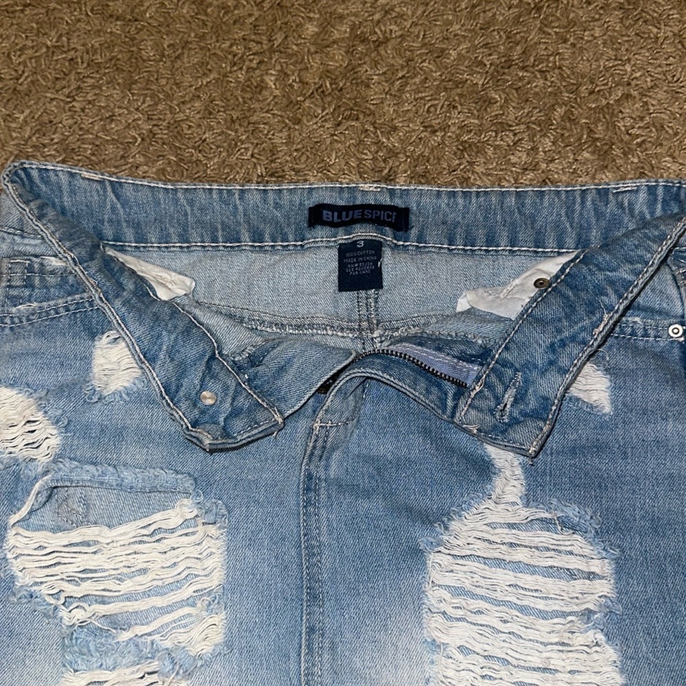 Vintage Blue spice Denim Ripped Mini Skirt - Picture 8 of 9